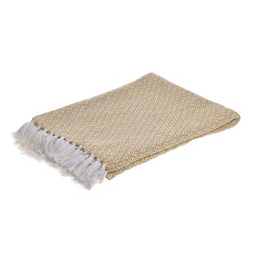 Inart Ριχτάρι Βαμβακερό Μουσταρδί/Λευκό 125Χ150 6-40-321-0005