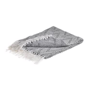 Click Ριχτάρι με Κρόσσια Βαμβακερό Λευκό/Μαύρο 125X150 6-40-550-0029