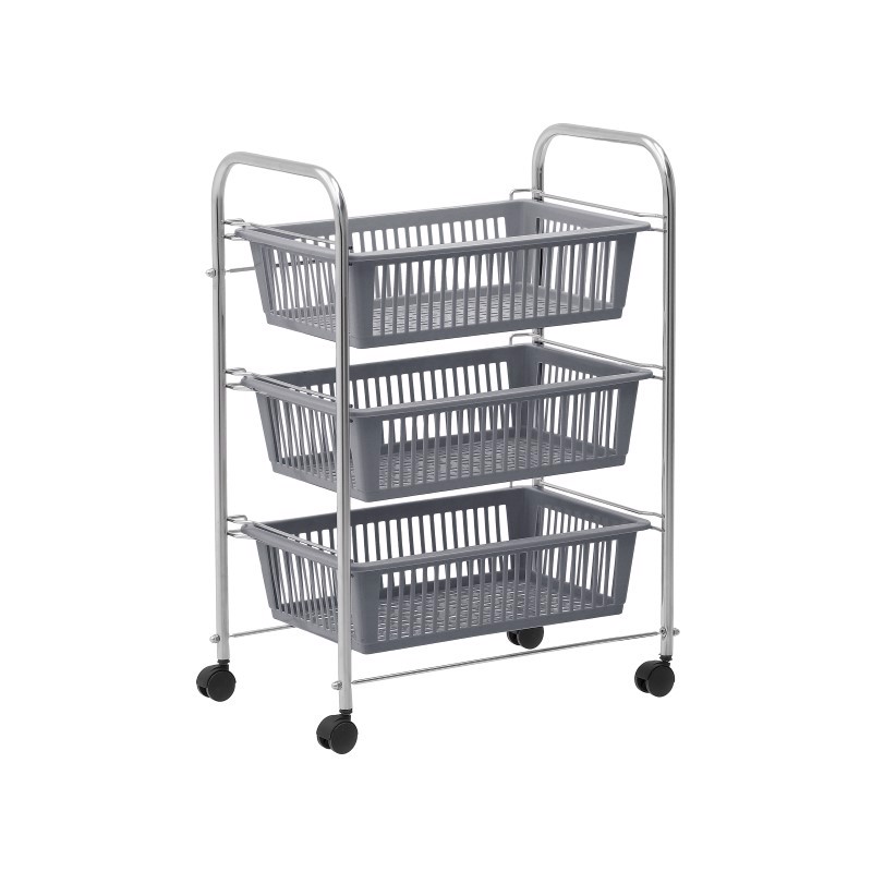 Inart Ραφιέρα Αποθήκευσης 3Οροφη Μέταλλο/Πλαστικό Γκρι 