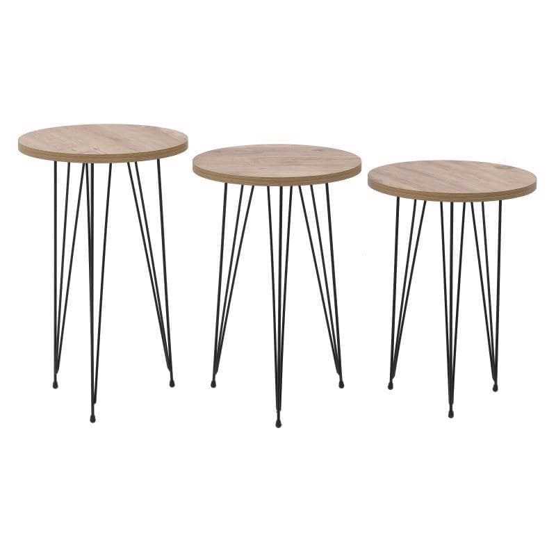 Έπιπλα σαλονιού agiovlasitishome - ΣΗΜΑΝΤΙΚΟ: Σε περίπτωση διαφοράς τιμής από το κατάστημα ισχύει παντα και μόνο η τιμή του καταστήματος Inart Σετ των 3 Τραπεζάκι Μεταλλικό/Μελαμίνη Natural/Μα