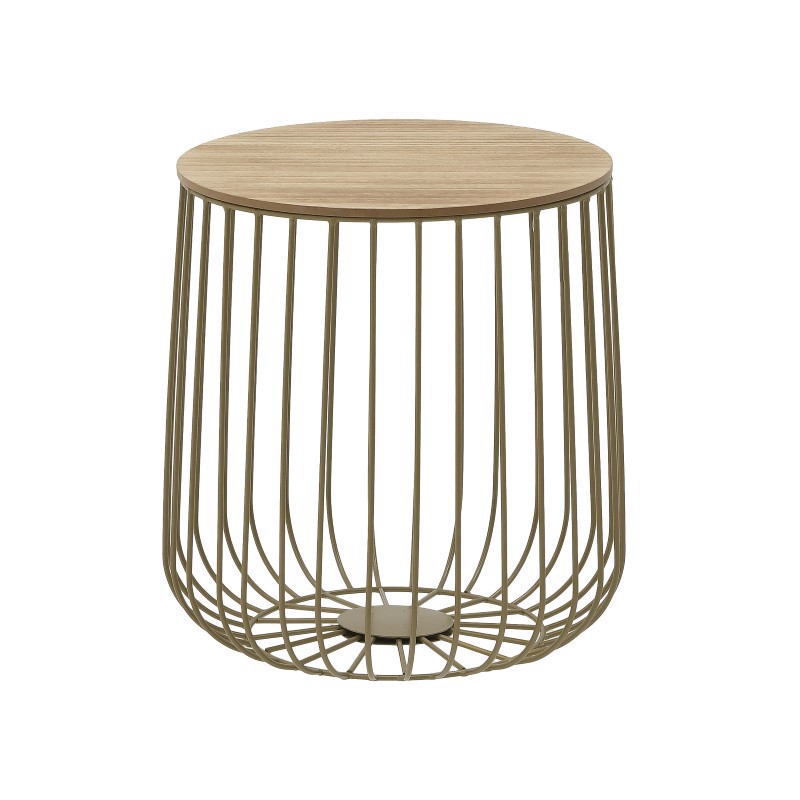 Inart Τραπέζι Σαλονιού Ξύλινο/Μεταλλικό Natural/Χρυσό Δ