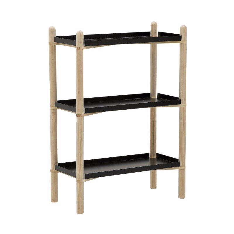 Inart Ραφιέρα Ξύλινη/Μεταλλική Natural/Μαύρη 60Χ30Χ86 6