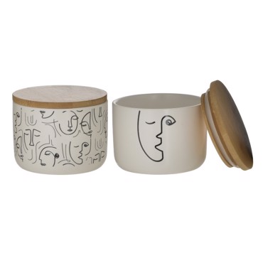 Inart Δοχείο με Καπάκι Κεραμικό 3 Σχέδια Φ10.5Χ8εκ 6-60-180-0062