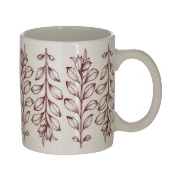 Inart Κούπα Κεραμική Λευκή Κόκκινη 350CC 8X9.5X12EK 6-60-180-0068