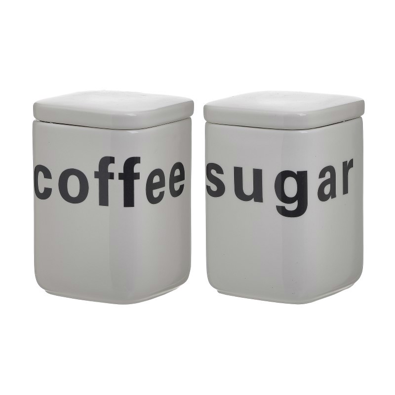 Υαλικά agiovlasitishome - ΣΗΜΑΝΤΙΚΟ: Σε περίπτωση διαφοράς τιμής από το κατάστημα ισχύει παντα και μόνο η τιμή του καταστήματος Inart Σετ 2τμχ Δοχείο Καφέ/Ζάχαρης Πορσελάνη Λευκό Φ10Χ