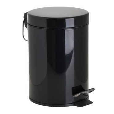 Inart Κάδος Απορριμμάτων Μεταλλικός 3L Μαύρος Φ17Χ25εκ 6-65-508-0028