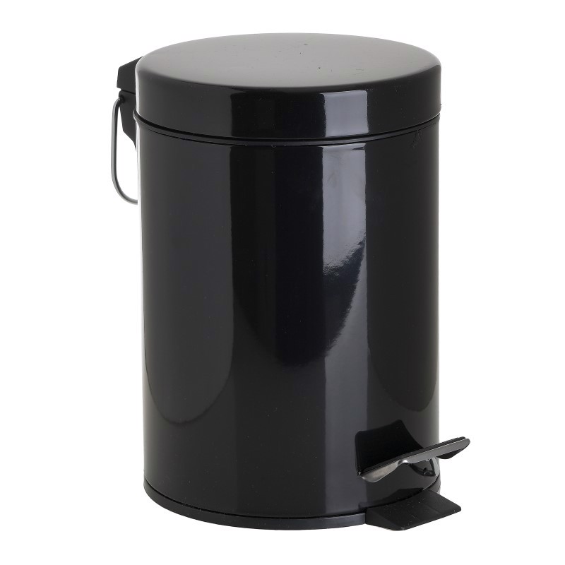 Inart Κάδος Απορριμμάτων Μεταλλικός 3L Μαύρος Φ17Χ25εκ 