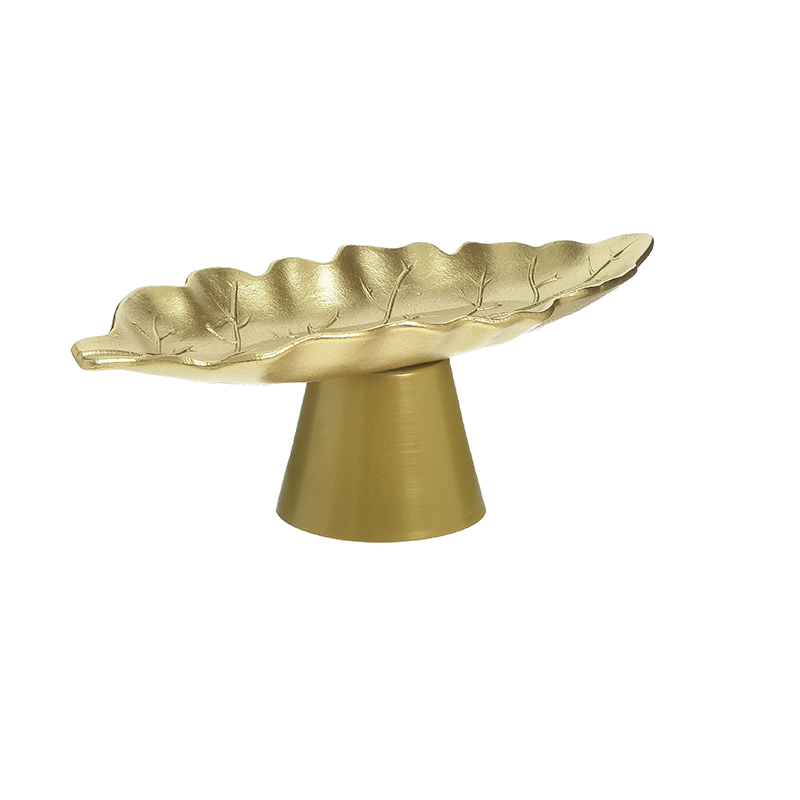 Click Διακοσμητική Πιατέλα με Πόδι Μεταλλική/Ξύλινη Χρυσή 26x10x8cm 6-70-151-0241