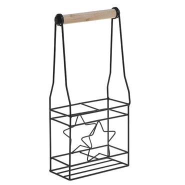 Inart Μπουκαλοθήκη 2Θεσεων Μεταλλική/Ξύλινη Μαύρη/Natural 17X9X39 6-70-299-0003