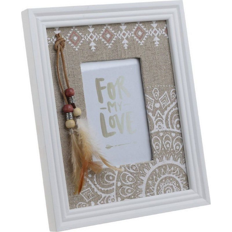 agiovlasitishome Διακοσμητικά τοίχου - ΣΗΜΑΝΤΙΚΟ: Σε περίπτωση διαφοράς τιμής από το κατάστημα ισχύει παντα και μόνο η τιμή του καταστήματος Inart Κορνίζα Ξύλινη/Υφασμάτινη Μπεζ/Λευκή 9x13cm 3-30-