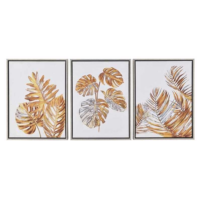 Inart Σετ των 3 Πίνακας Καμβάς Φύλλα 90X5X40 3-90-187-0