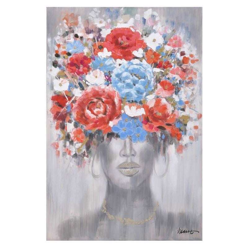 Inart Πίνακας Καμβάς Γυναικεία Φιγούρα/Λουλούδια 80X4X1
