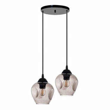 Inlight Δίφωτο Φωτιστικό Οροφής Μαύρο με Φιμέ E27 Φ35X90cm 4474-2 Ροζετα