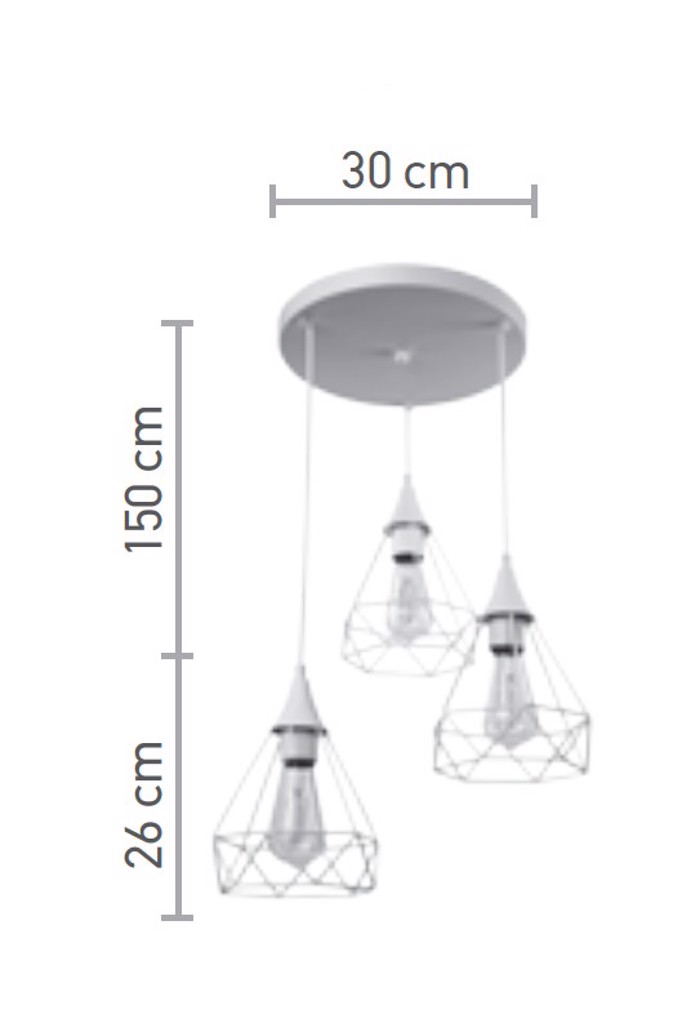 INLIGHT TRIFOTO FOTISTIKO OROFIS METALLIKO PLEGA LEuKO SE ROZETA E27 4024-3-WH