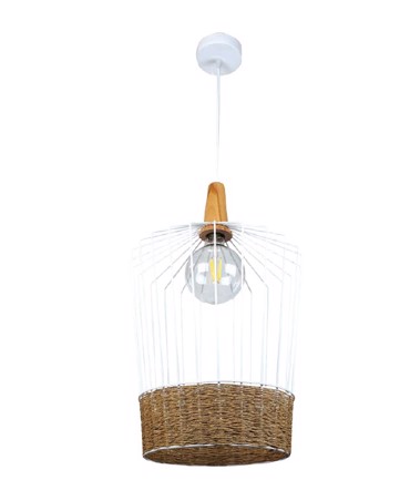 INLIGHT ΦΩΤΙΣΤΙΚΟ ΟΡΟΦΗΣ VINTAGE ΛΕΥΚΟ ΑΠΟ ΜΕΤΑΛΛΟ ΚΑΙ ΣΧΟΙΝΙ E27 Φ26x46cm 4026Α