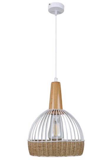 INLIGHT ΦΩΤΙΣΤΙΚΟ ΟΡΟΦΗΣ VINTAGE ΛΕΥΚΟ ΑΠΟ ΜΕΤΑΛΛΟ ΚΑΙ ΣΧΟΙΝΙ E27 Φ20x18cm 4028Β