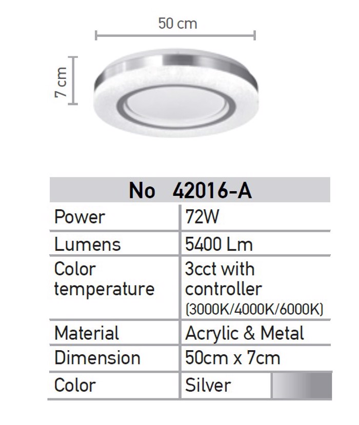 INLIGHT PLAFONIERA LED ME CONTROLLER GA RuThMISI ENTASIS/ThERMOKRASIAS 5400Lm F50cm 42016-A