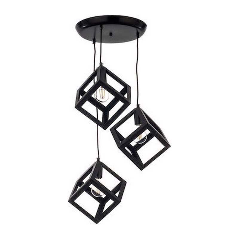 INLIGHT ΤΡΙΦΩΤΟ ΦΩΤΙΣΤΙΚΟ ΟΡΟΦΗΣ ΚΥΒΟΣ ΜΕΤΑΛΛΙΚΟ ΜΑΥΡΟ 