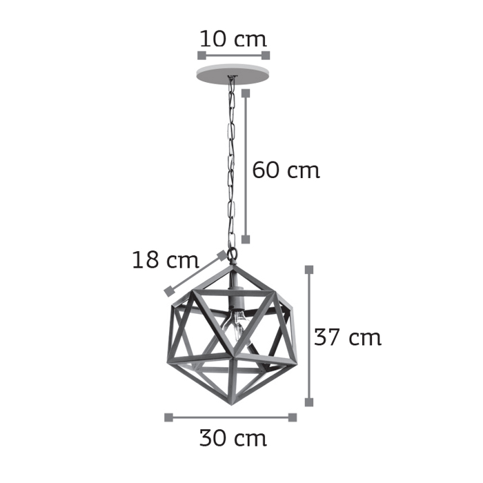INLIGHT FOTISTIKO OROFIS KREMASTO METALLIKO POLuEDRO MAuRO 4418
