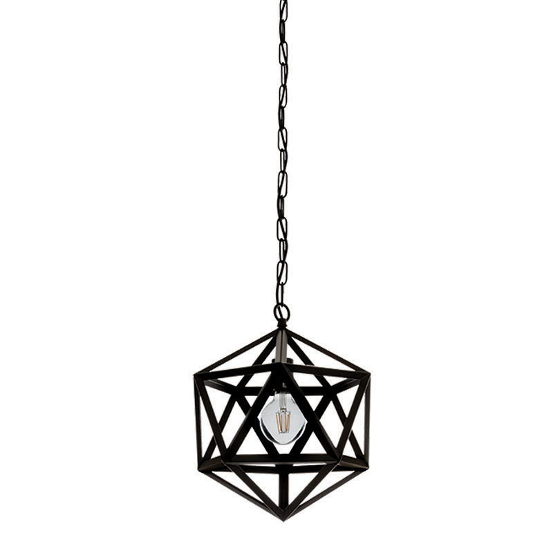 INLIGHT ΦΩΤΙΣΤΙΚΟ ΟΡΟΦΗΣ ΚΡΕΜΑΣΤΟ ΜΕΤΑΛΛΙΚΟ ΠΟΛΥΕΔΡΟ ΜΑΥΡΟ E27 Φ30x37cm 4418