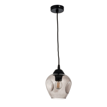 INLIGHT ΦΩΤΙΣΤΙΚΟ ΟΡΟΦΗΣ ΚΡΕΜΑΣΤΟ ΜΕΤΑΛΛΟ ΓΥΑΛΙ ΜΑΥΡΟ/ΦΙΜΕ E27 Φ16x20cm 4474-1