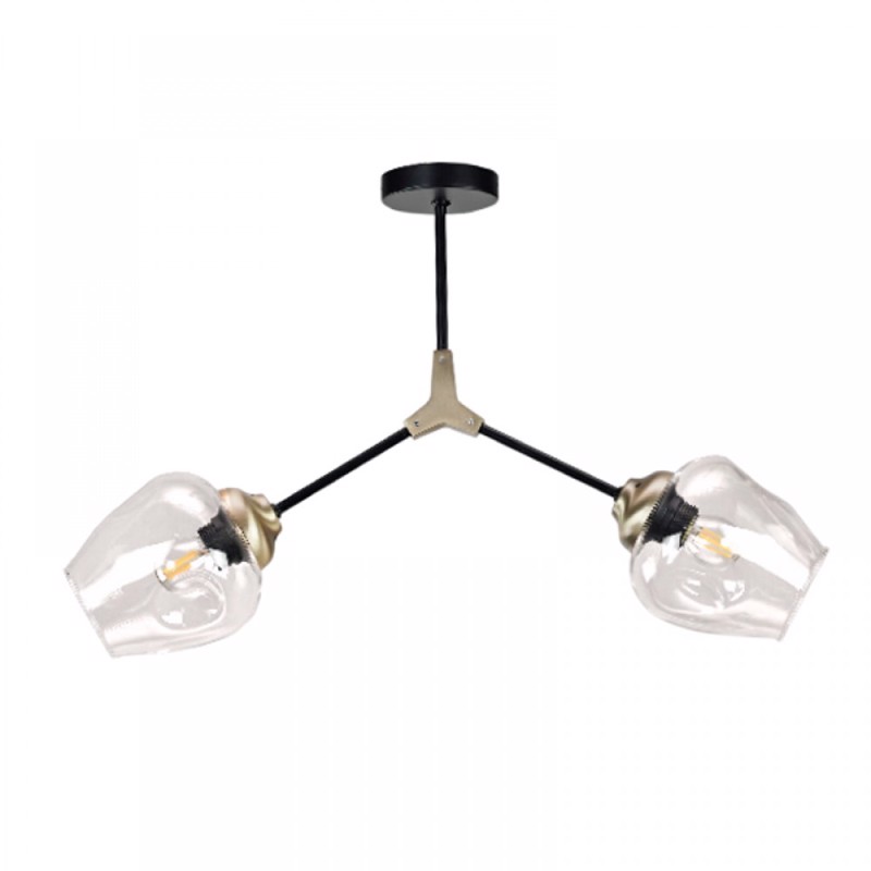 inLight - ΣΗΜΑΝΤΙΚΟ: Σε περίπτωση διαφοράς τιμής από το κατάστημα ισχύει παντα και μόνο η τιμή του καταστήματος Inlight Δίφωτο Φωτιστικό Οροφής Μεταλλικό/Γυάλινο Μαύρο