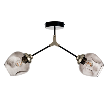 INLIGHT ΔΙΦΩΤΟ ΦΩΤΙΣΤΙΚΟ ΟΡΟΦΗΣ ΜΕΤΑΛΛΙΚΟ/ΓΥΑΛΙΝΟ ΜΑΥΡΟ/ΝΙΚΕΛ E27 6129-2