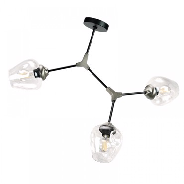 INLIGHT ΤΡΙΦΩΤΟ ΦΩΤΙΣΤΙΚΟ ΟΡΟΦΗΣ ΜΕΤΑΛΛΙΚΟ/ΓΥΑΛΙΝΟ ΜΑΥΡΟ/ΝΙΚΕΛ E27 6129-3