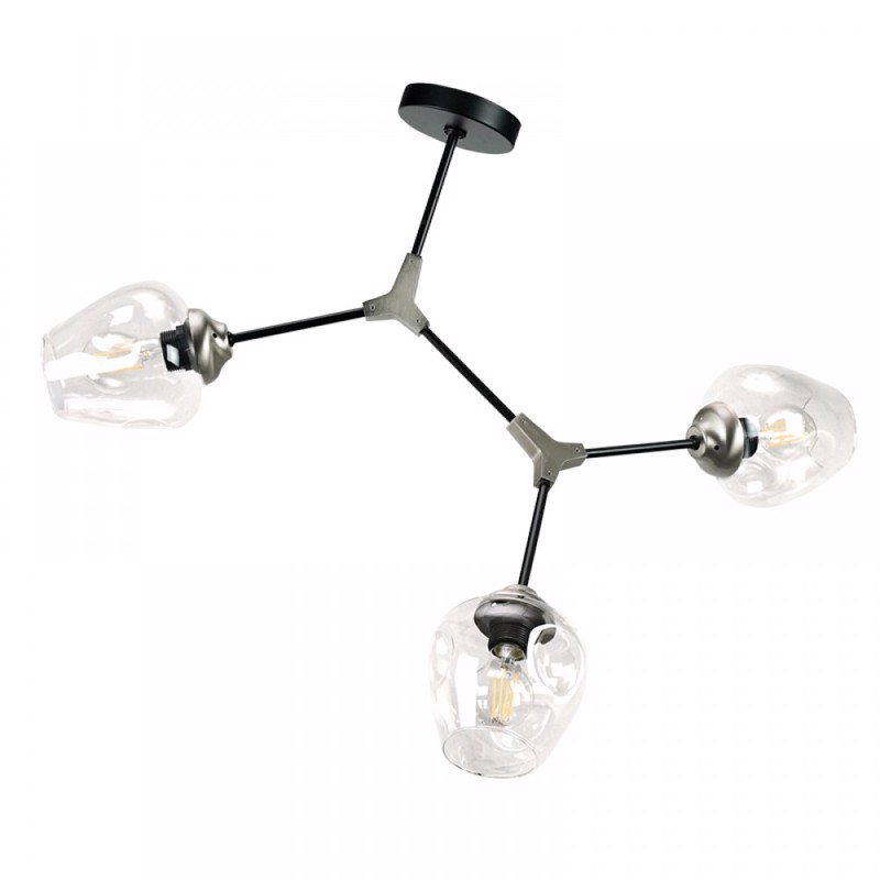 INLIGHT ΤΡΙΦΩΤΟ ΦΩΤΙΣΤΙΚΟ ΟΡΟΦΗΣ ΜΕΤΑΛΛΙΚΟ/ΓΥΑΛΙΝΟ ΜΑΥΡ