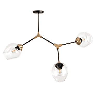 INLIGHT ΤΡΙΦΩΤΟ ΦΩΤΙΣΤΙΚΟ ΟΡΟΦΗΣ ΜΕΤΑΛΛΙΚΟ/ΓΥΑΛΙΝΟ ΜΑΥΡΟ ΧΡΥΣΟ E27 6129-3