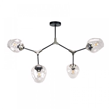 INLIGHT ΤΕΤΡΑΦΩΤΟ ΦΩΤΙΣΤΙΚΟ ΟΡΟΦΗΣ ΜΕΤΑΛΛΙΚΟ/ΓΥΑΛΙΝΟ ΜΑΥΡΟ/ΝΙΚΕΛ ΜΑΤ E27 6129-4