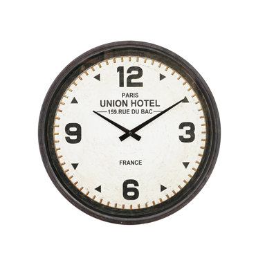 InTheBox - Maison UNION Ρολόι Τοίχου Μεταλλικό Μαύρο/Λευκό/Καφέ με Γυαλί Φ39x5.2cm 016741
