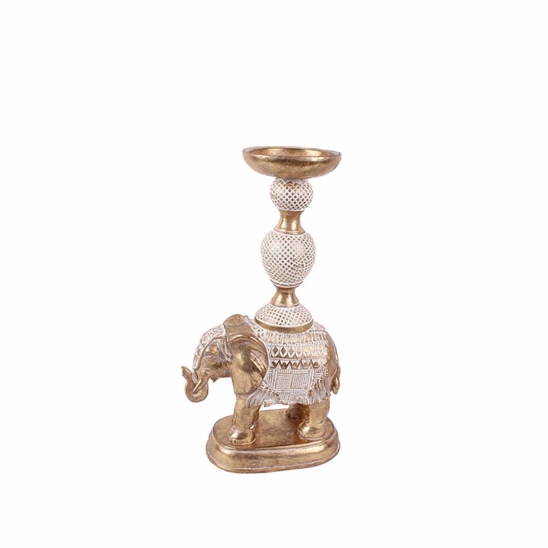 InTheBox - Maison ELEPHAS 2 Κηροπήγιο Resin Χρυσό/Λευκό
