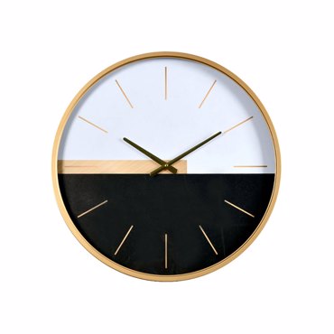 InTheBox - Maison LUCY 1 Ρολόι Τοίχου Μεταλλικό Λευκό/Μαύρο/Χρυσό με Γυαλί Φ60x6cm 019916