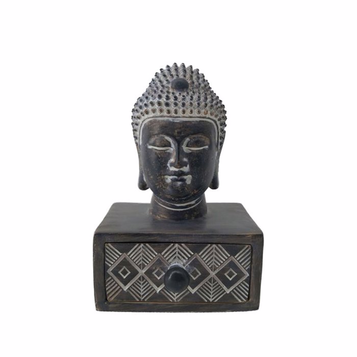 InTheBox - Maison BADBA DARK DECO Boudas Resin Mavros/Kafe/Lefkos 10x8.8x14.8cm 022742