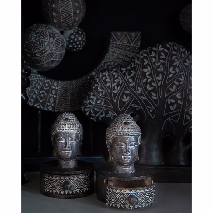 InTheBox - Maison BADBA DECO Boudas Resin Kafe/Lefkos 10x11.3x14.5cm 022743