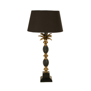 InTheBox - Maison PINEAPPLE Επιτραπέζιο Φωτιστικό Αλουμινίου/Ύφασμα Χρυσό Αντικέ/Μαύρο Ε27 30x30x57cm 024421