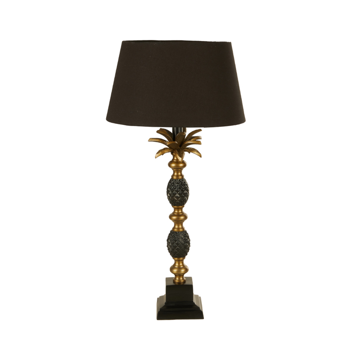 InTheBox - Maison PINEAPPLE Epitrapezio Fotistiko Alouminiou/ufasma Xruso Antike/Mavro E27 30x30x57cm 024421