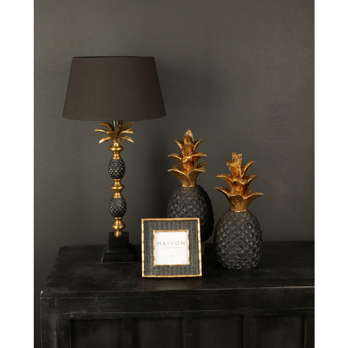 InTheBox - Maison PINEAPPLE Epitrapezio Fotistiko Alouminiou/ufasma Xruso Antike/Mavro E27 30x30x57cm 024421