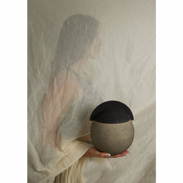 InTheBox - Maison GRIZIO Bazo Alouminiou me Kapaki Mud Textured/Mavro Textured F20x24cm 027114