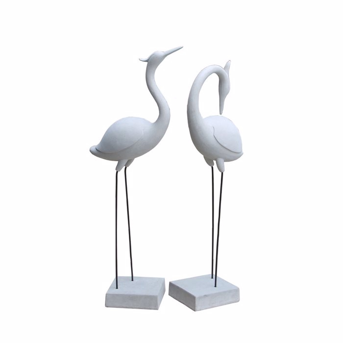 InTheBox - Maison FLAMINGO COUPLE Set ton 2 Diakosmitiko Flaminggo apo Texniti Petra Bez 41x26x116cm 029266