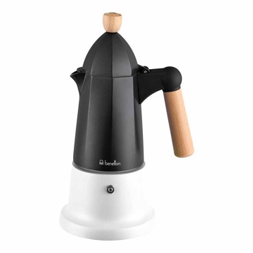 BENETTON Μπρίκι Espresso 6cups Αλουμινίου Black+White BE-0647-BK BGBE000647