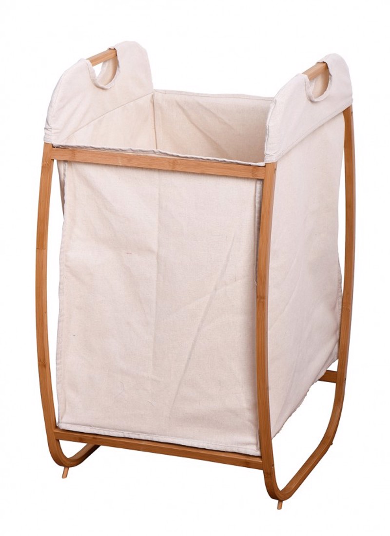 Max Home Καλάθι Απλύτων Μπαμπού/Πολυεστέρας 43x43x77cm FNSJ218012W