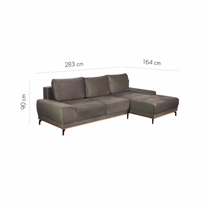 Liberta - Maison NATURA Καναπές-Κρεβάτι Taupe με Δεξιά Γωνία 283x164x90cm 01-2643 Liberta - Maison NATURA Kanapes-Krebati Taupe me Dexia Gnia 283x164x90cm 01-2643