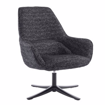 Liberta - Maison TIFFANY Πολυθρόνα Μαύρη με Pattern Περιστρεφόμενη 80x75x90cm 01-3532