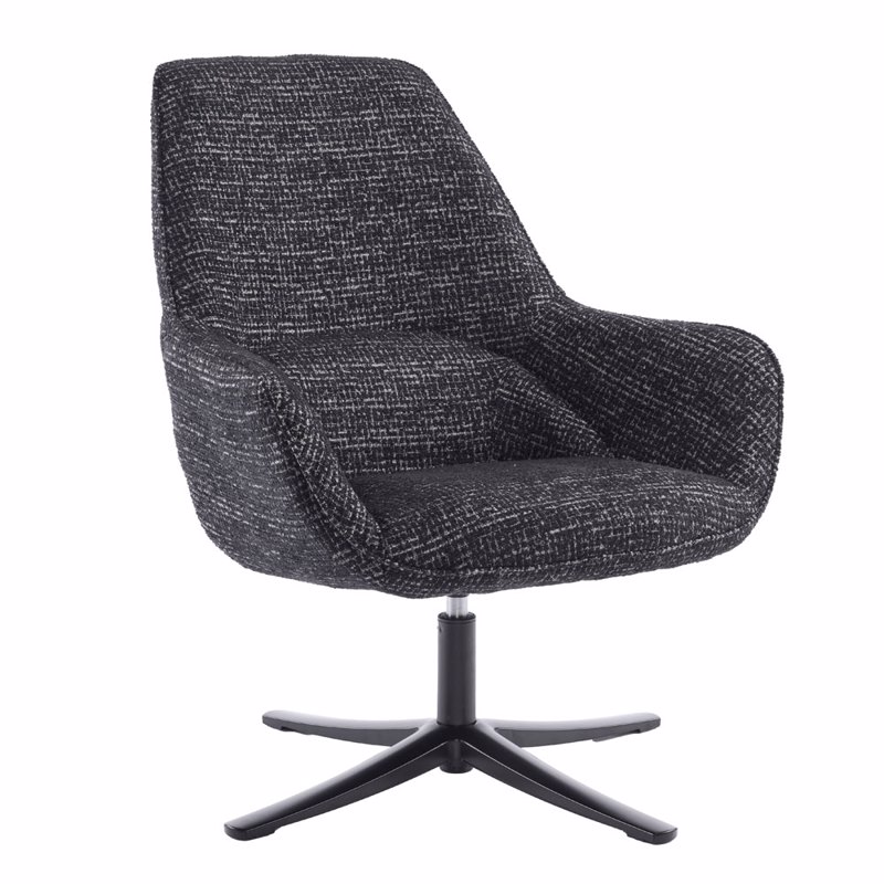 Liberta - Maison TIFFANY Πολυθρόνα Μαύρη με Pattern Περιστρεφόμενη 80x75x90cm 01-3532