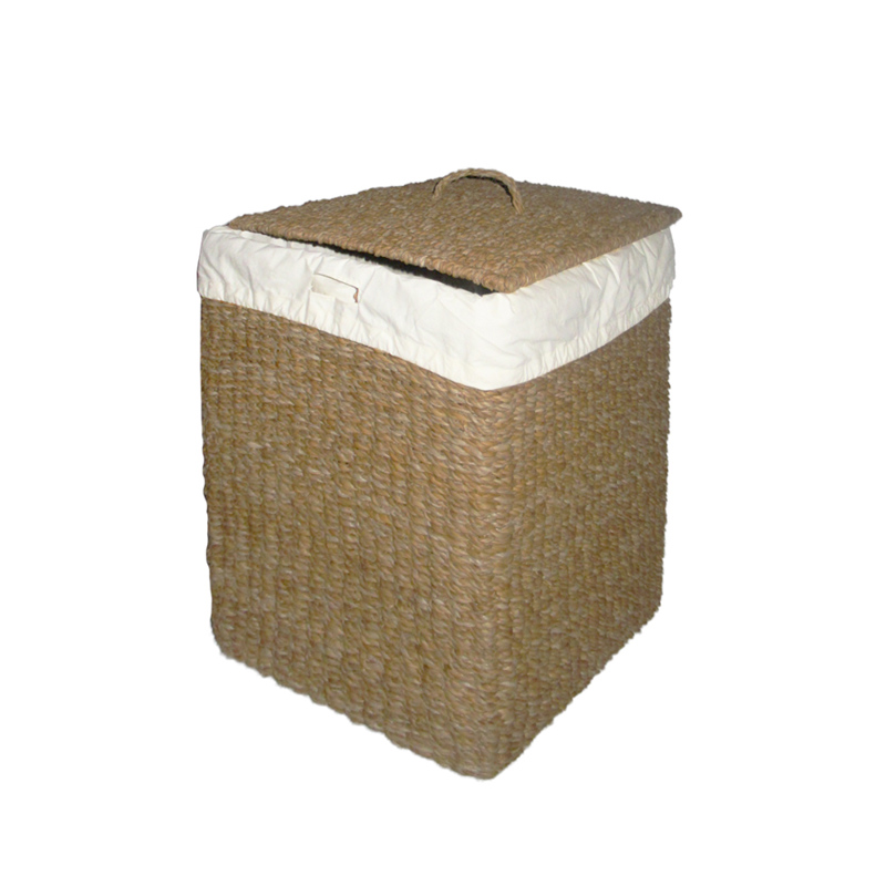 Liberta-Maison Minimal Καλάθι με Καπάκι 50x40x50cm Seagrass Φυσικό Λευκό Βαμβακι 011737