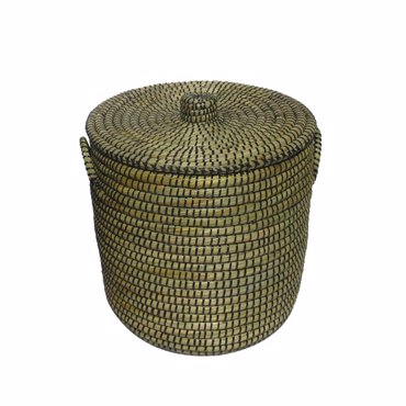 Liberta-Maison Africa Καλάθι με Καπάκι 45x45x50cm Kansgrass Φυσικό Μαύρο PVC 011802