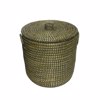 Liberta-Maison Africa Kalathi me Kapaki 45x45x50cm Kansgrass Fusiko Mavro PVC 011802