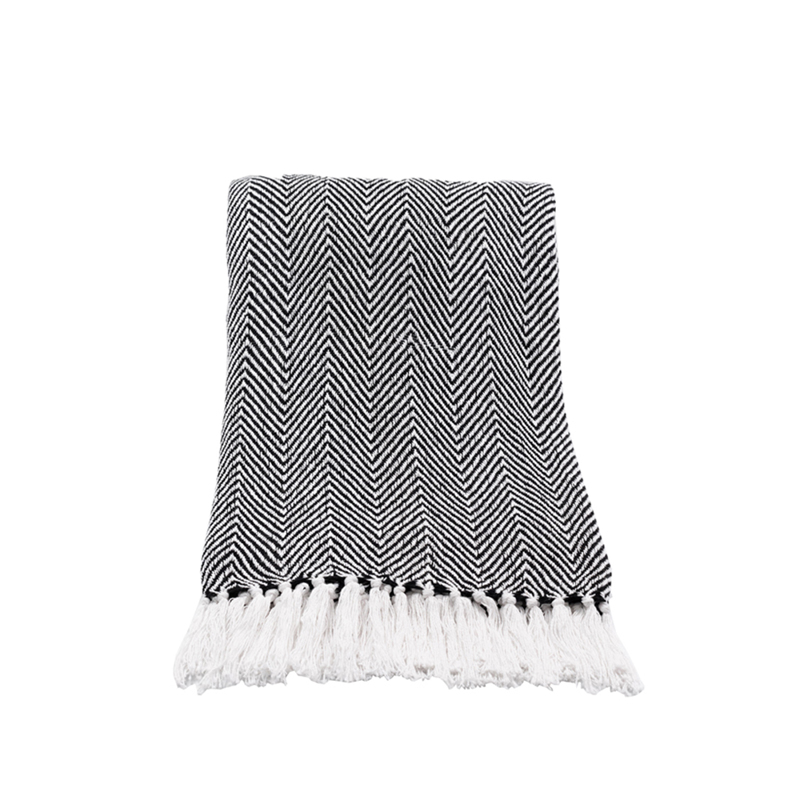 Liberta-Maison Mintoni Ριχτάρι Διακοσμητικό 130x170cm Βαμβάκι Μαύρο Λευκό Polyester 014648